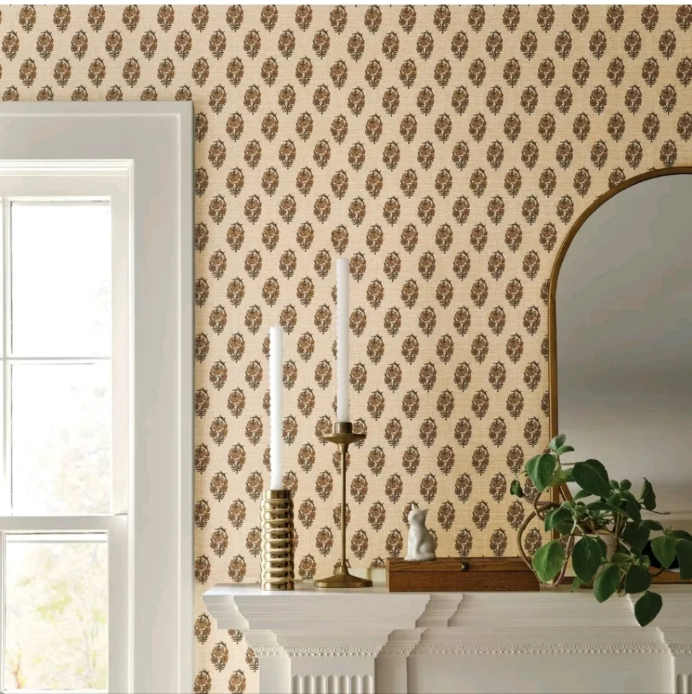 Threshold - Floral Stamp Wheat Wallpaper